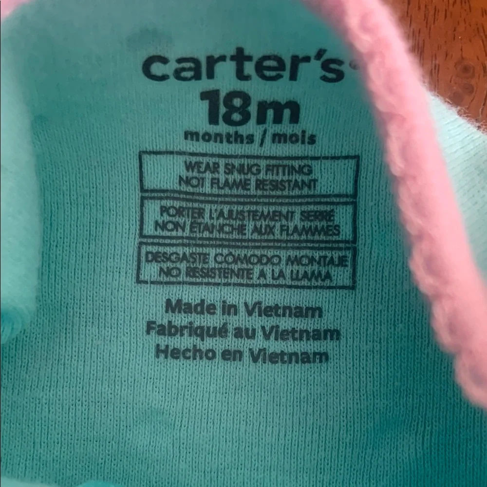 🍊5/$25 NWOT Carter's Blue and Pink Footies with Full-Length Zipper size 18m - Picture 7 of 7